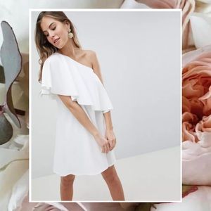 ASOS One shoulder Ivory Cape Dress Size 4 NWT